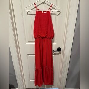Red Maxi Dress with Spaghetti Straps
